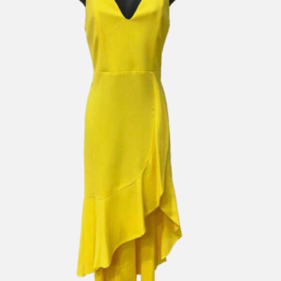 Alice + Olivia Dresses & Skirts - New Alice + Olivia Cobi Sz 2 Yellow Sweetheart Ruffled Midi Dress Party Cocktail